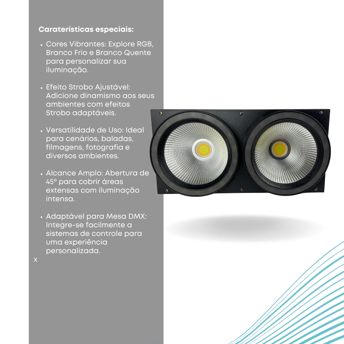 Mini Brut Led 200w RGB e Branco Frio Branco Quente Strobo Dmx