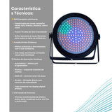 Canhão Refletor Rgb 173 Led Smd Digital Dmx 80w Strobo