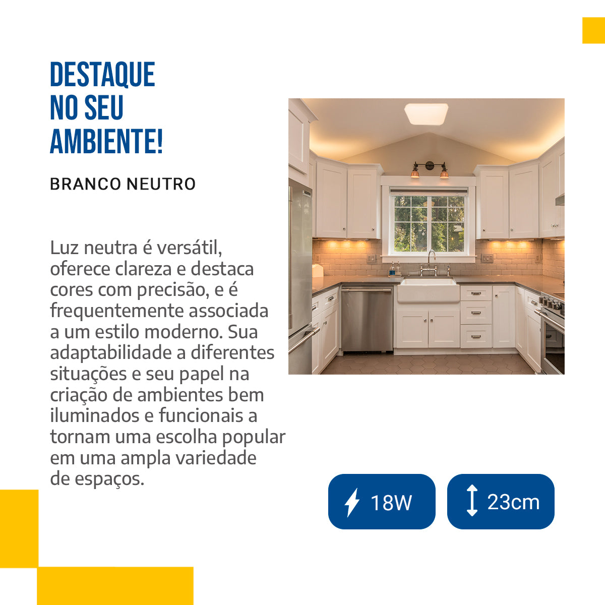 Plafon Led 23X23 18w Sobrepor Quadrado Borda Infinita