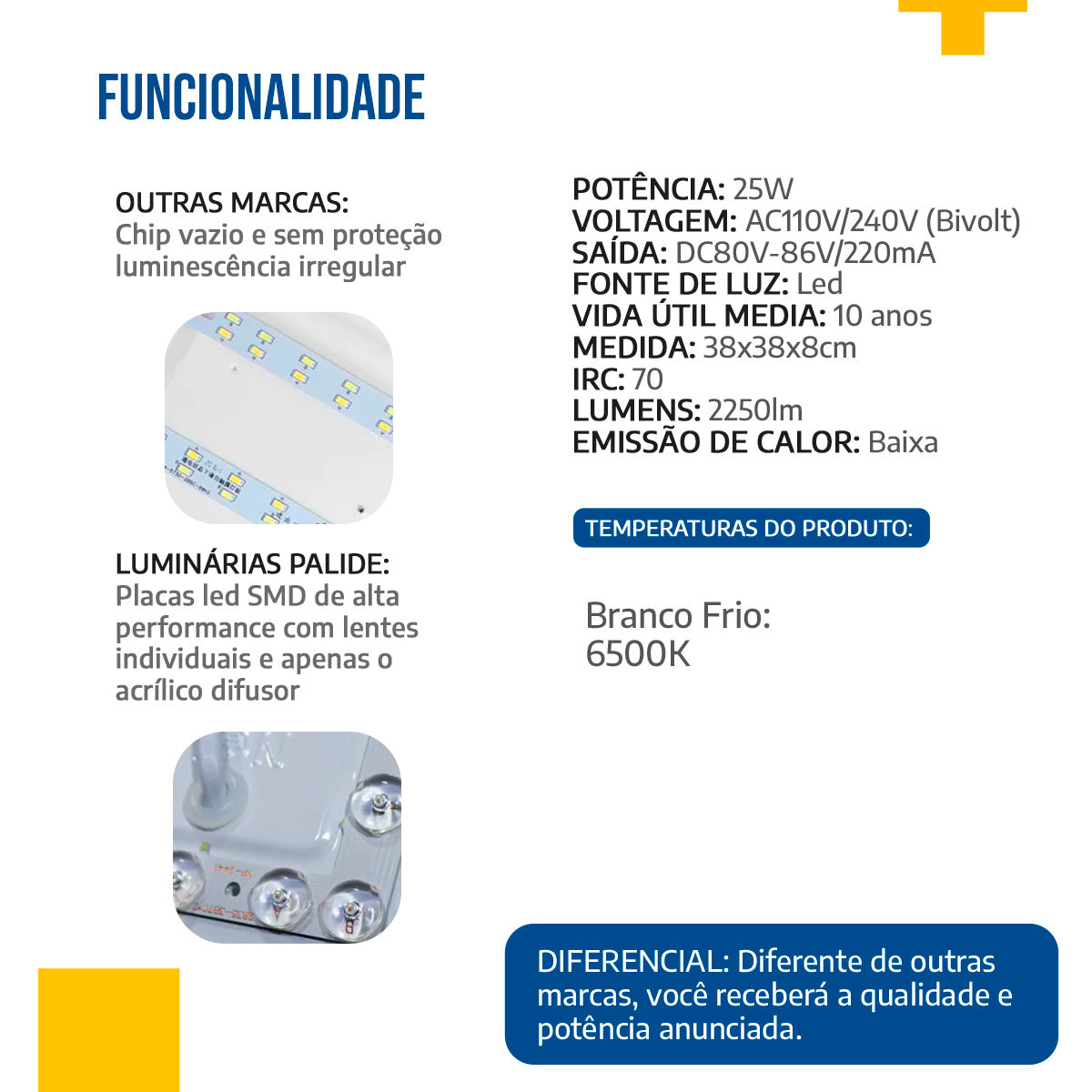 Lustre Plafon Cristal Led 38cm 25w Sobrepor Redondo