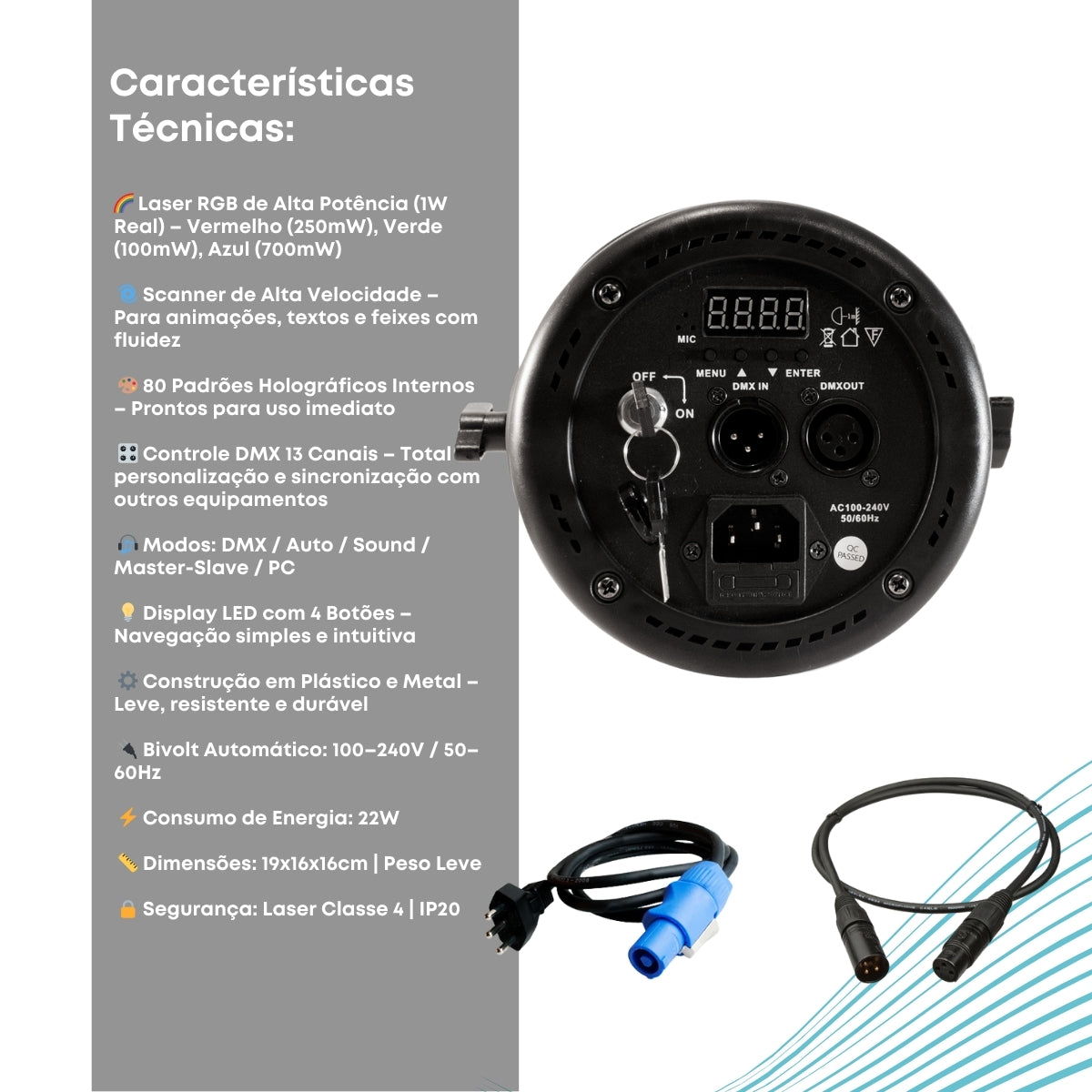 Projetor laser Show Multi efeitos RGB Holografico DMX DJ