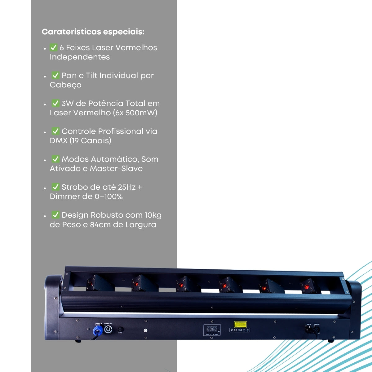 Ribalta Moving Laser Pan E Tilt  Saída 6 Saídas Laser