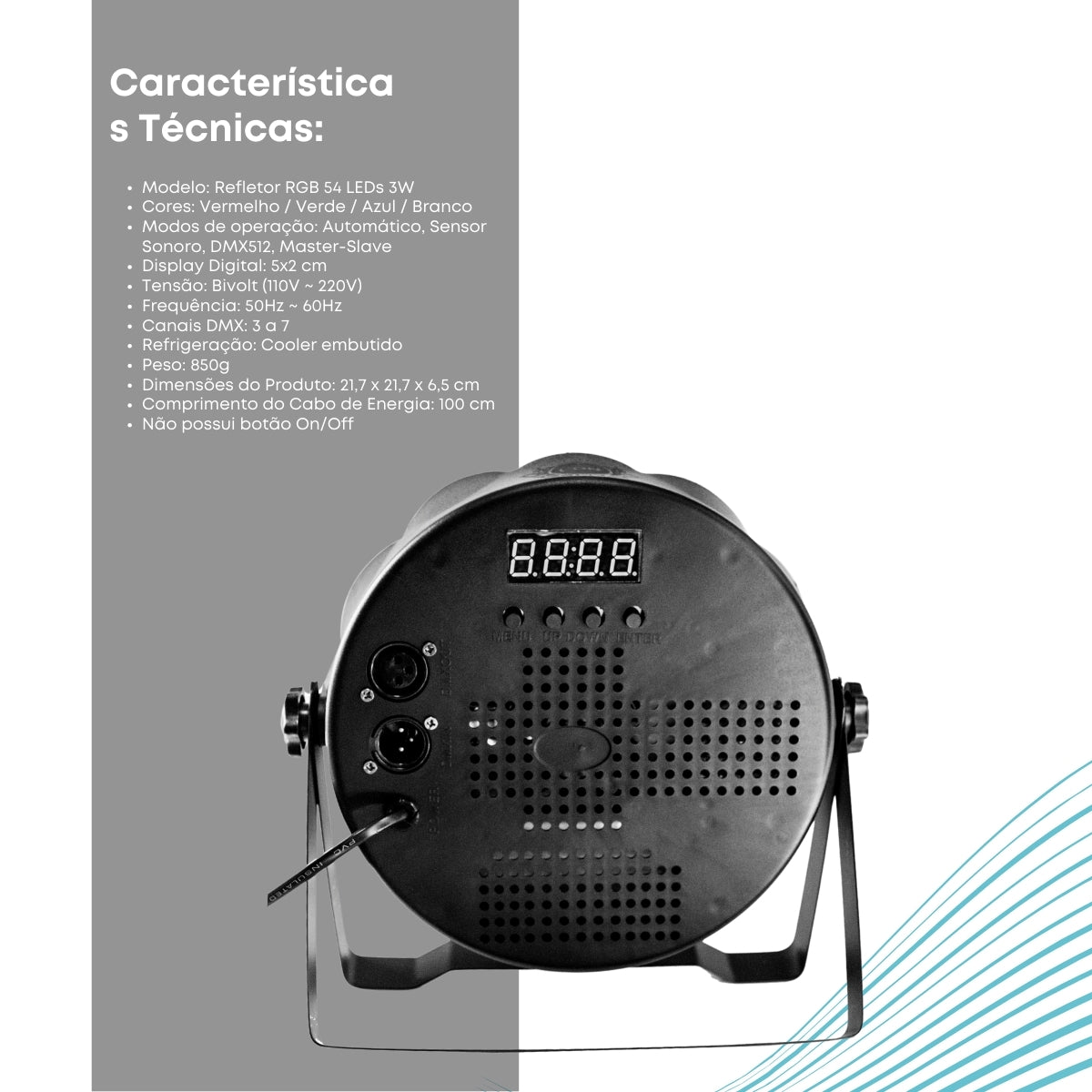 Canhão Refletor Par Led 54 Leds 3w Real Rgb