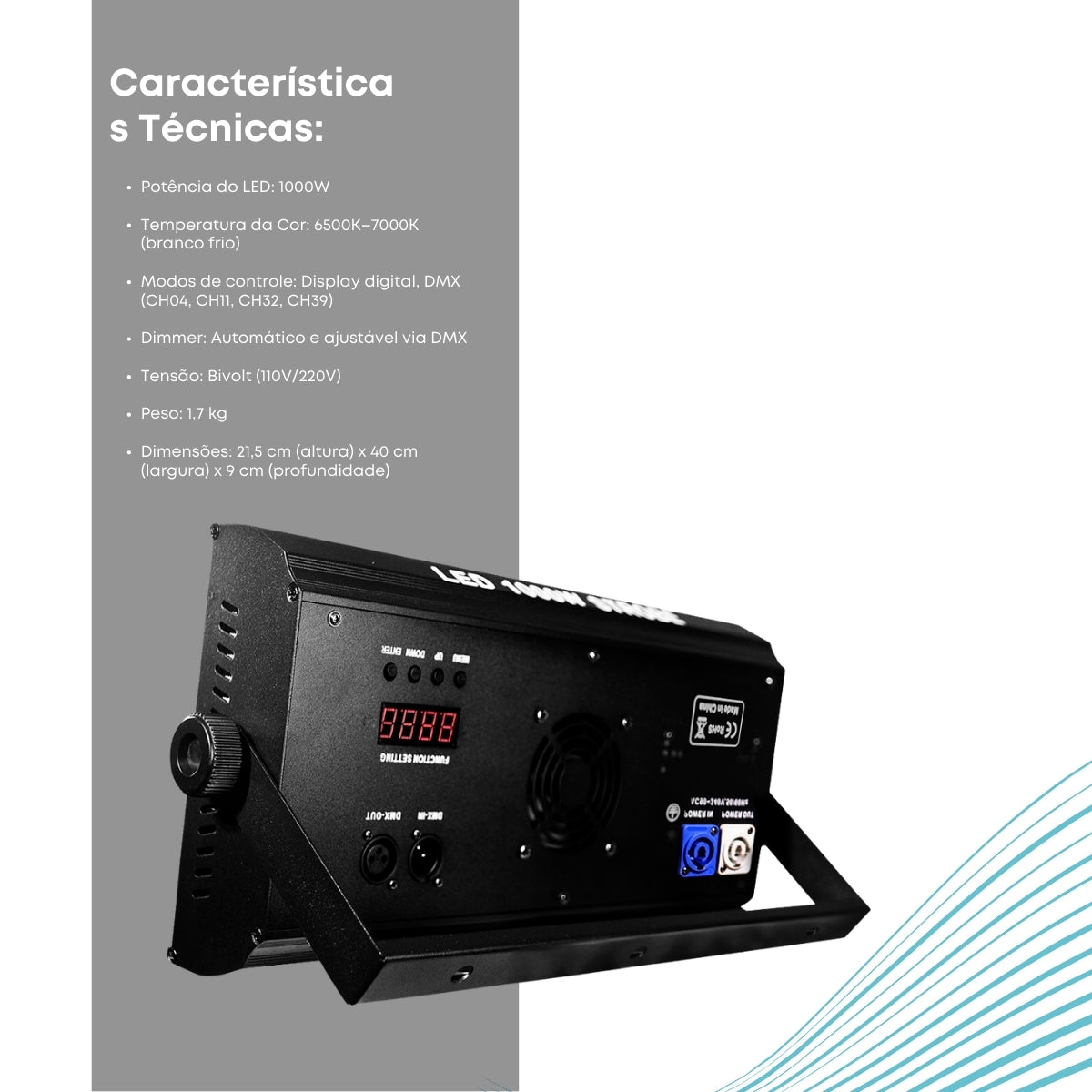 Strobo Led 1000w Dmx Rgbw Multi efeitos