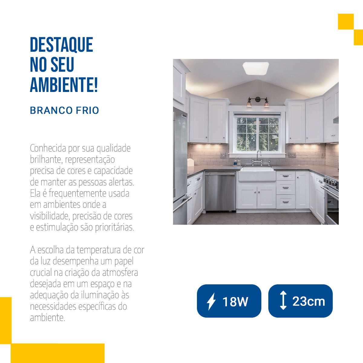 Plafon Led 23X23 18w Sobrepor Quadrado Borda Infinita