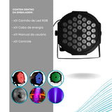 Canhão 36 Leds Dmx sensor de som Bivolt Rgb e Strobo Balada Festas
