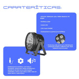 Canhão Refletor 18 Leds Rgbwa UV 18w 6 em 1 dmx Dj