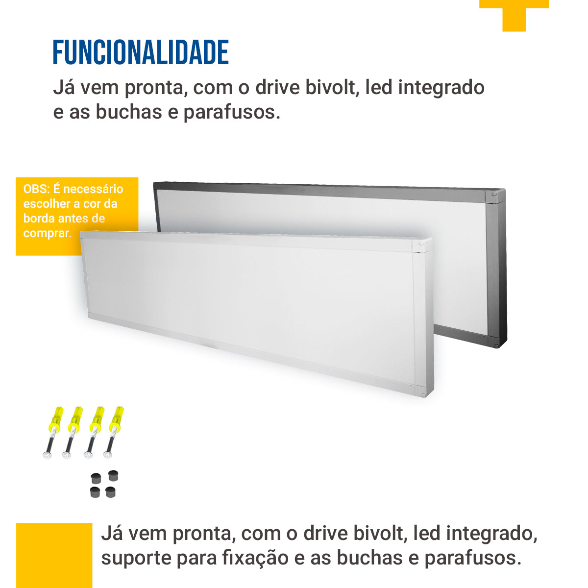 Painel Led 30x120 48w Sobrepor Retangular Luminária