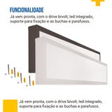 Luminária Painel Led 20x120 36w Sobrepor Retangular