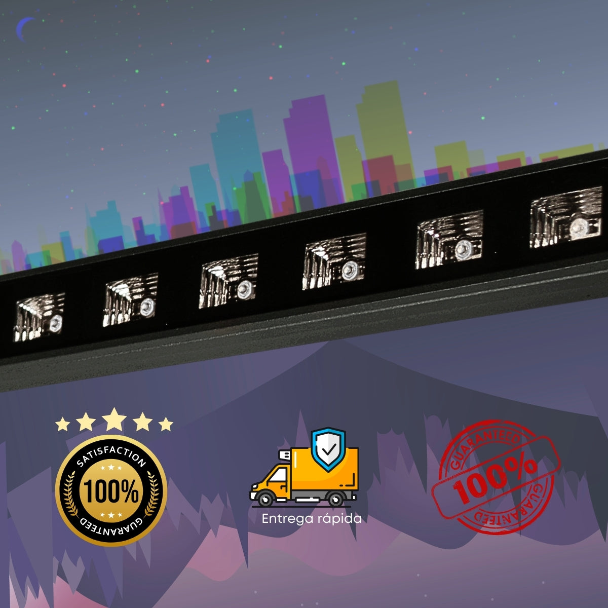 Ribalta Led Luz Negra Uv Efeito Neon 1 metro 18 Leds