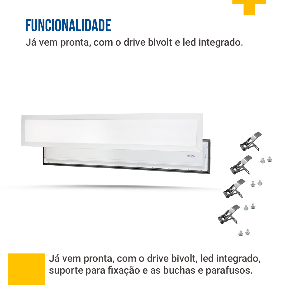 Luminária Painel Led 17x122 36w Embutir Retangular