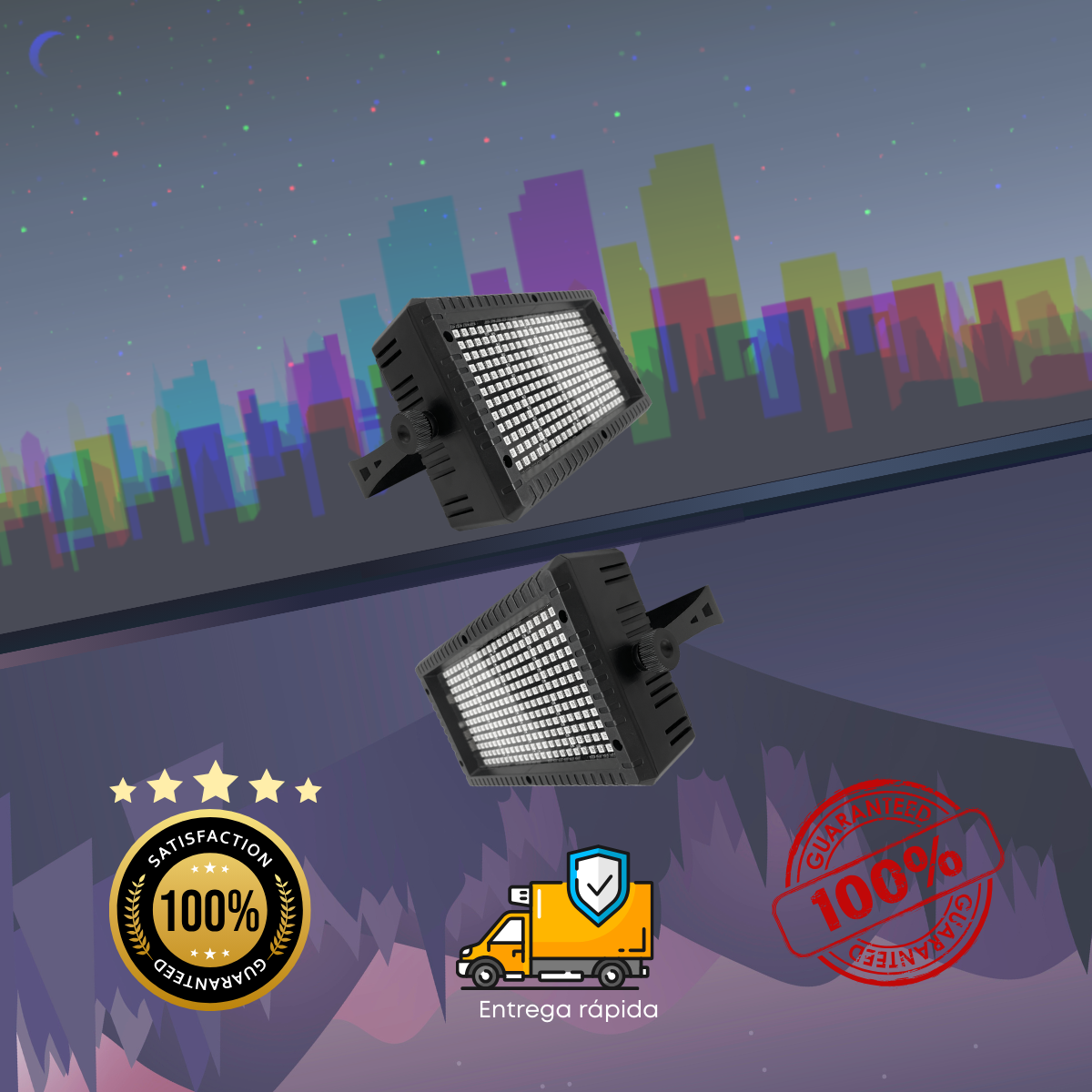 Mini Painel Strobo RGB 60w multi efeitos Dmx com controle sem fio