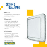 Lustre Plafon Cristal Led 43x43 30w-60w Multicor Sobrepor Quadrado