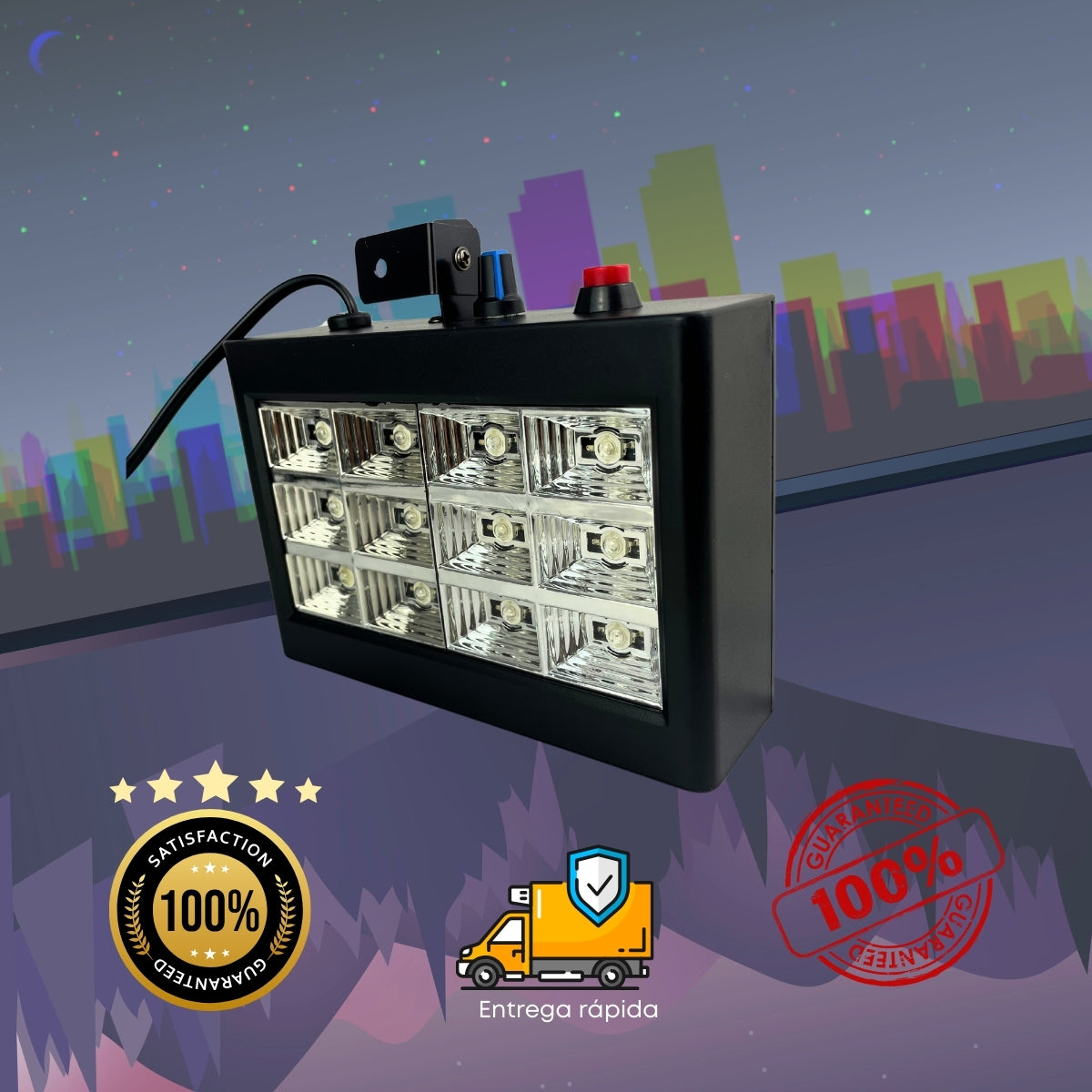 Strobo 12 Leds RGB 15w Room Sensor Rítmico