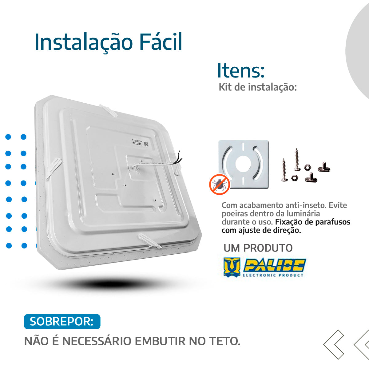 Plafon teto moderno 3D Diamante 18W Efeito Estrelado