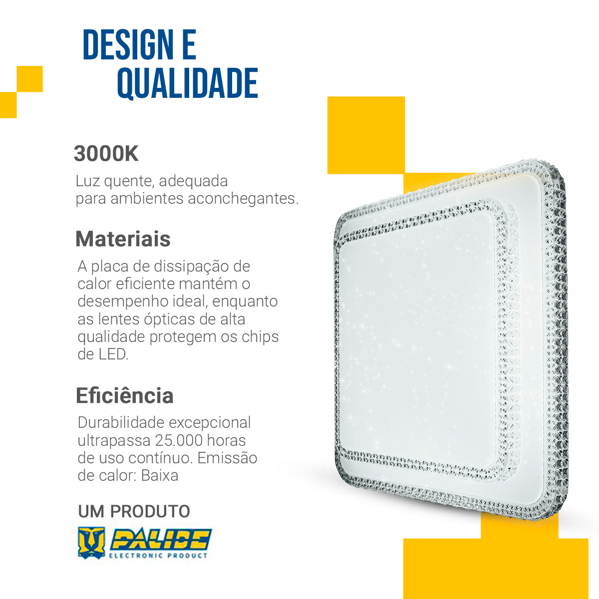 Lustre Plafon Cristal Led 33x33 25w Sobrepor Quadrado