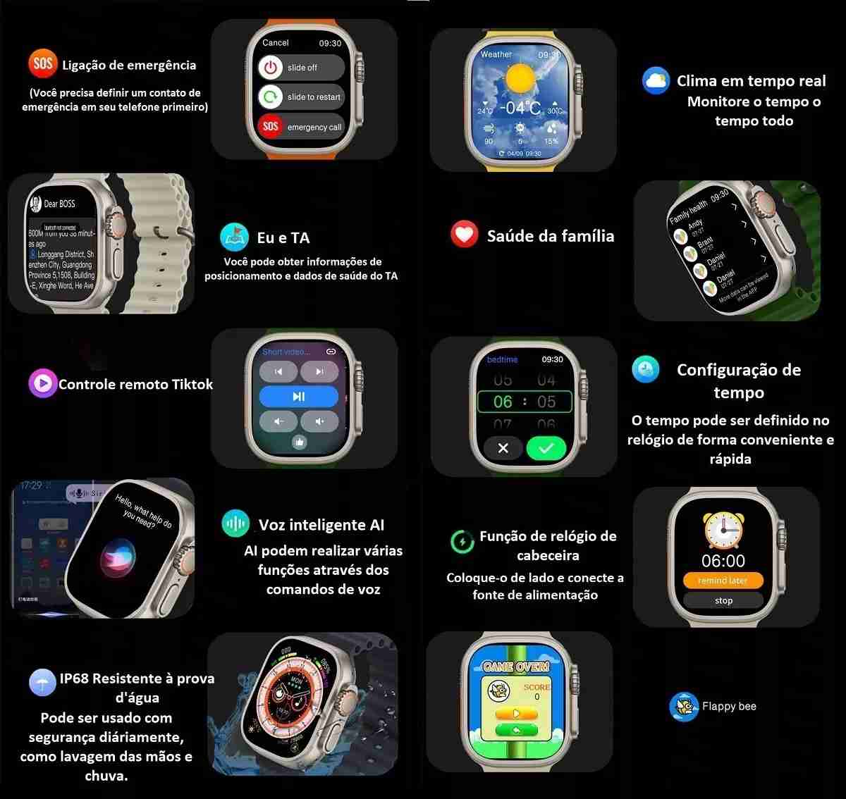 Smartwatch Inteligente Bw15 Ultra Max Golden Edition 2 pulseiras