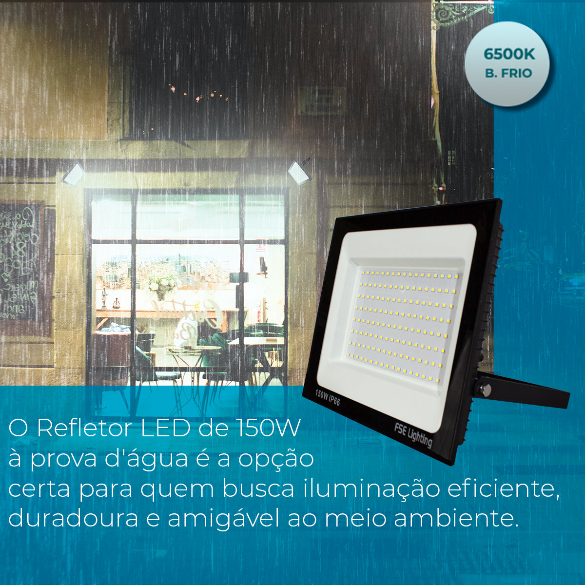 Refletor Super Led Holofote 150w Bivolt A Prova De Água Branco Frio