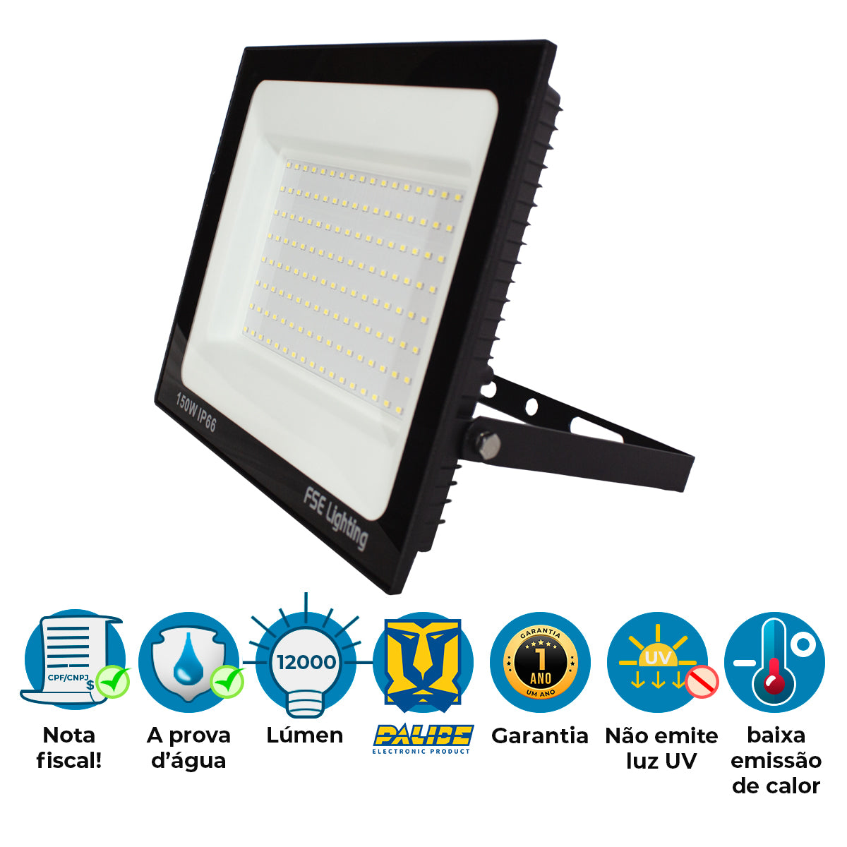 Refletor Super Led Holofote 150w Bivolt A Prova De Água Branco Frio