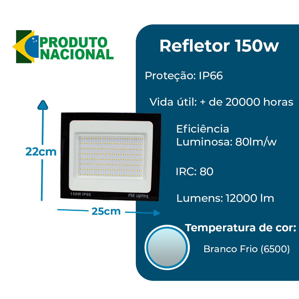 Refletor Super Led Holofote 150w Bivolt A Prova De Água Branco Frio