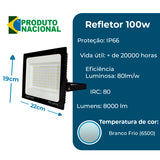 Refletor Super Led Holofote 100w Bivolt A Prova De Água Branco Frio