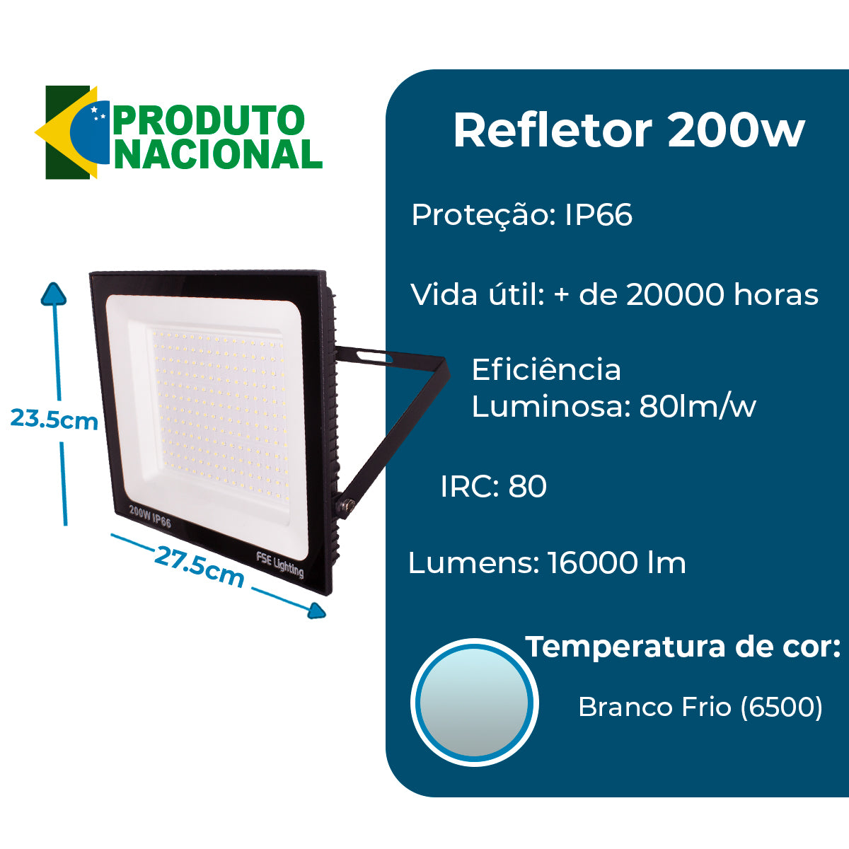 Refletor Super Led Holofote 200w Bivolt A Prova De Água Branco Frio