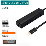 Hub com 4 portas USB OTG tipo C