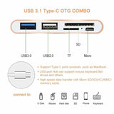 Adaptador 5em1 Tipo-c 3.1 Otg Usb 3.0 2.0 Hub Sd/tf Leitor P