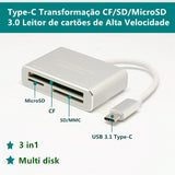 Tipo C Otg 3.0 Para Tf Sd Cf Cartões Leitor Adaptador Alumin