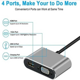 Adaptador Usb-c Para Hdmi + Vga + Usb-c + Usb 3.0 4em1 T-917