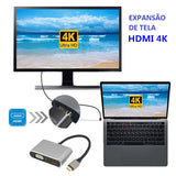 Adaptador Usb-c Para Hdmi + Vga + Usb-c + Usb 3.0 4em1 T-917