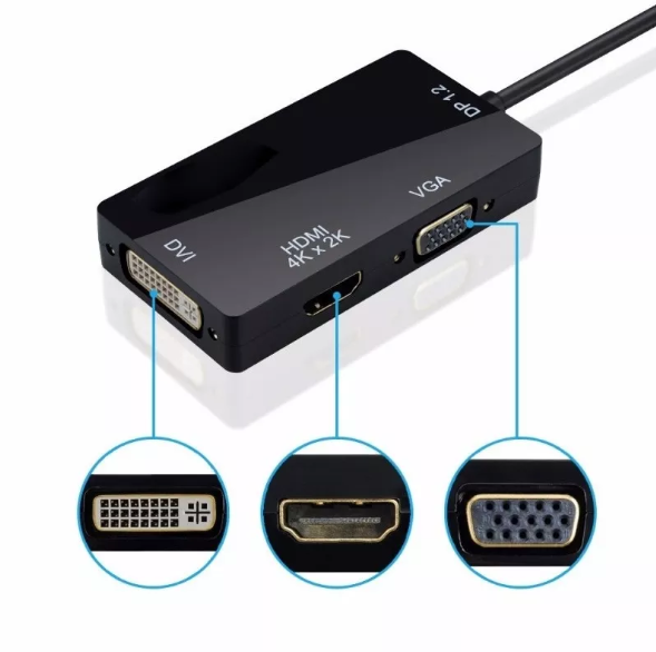 Cabo Adaptador Displayport 3 Em 1 Para Hdmi Dvi Vga 1037