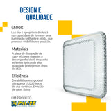 Lustre Plafon Cristal Led 33x33 25w Sobrepor Quadrado