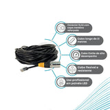 Cabo de Rede Cat5e U/UTP 21 m com Conector RJ45 Reforçado – Uso em Painéis de LED e Displays Digitais