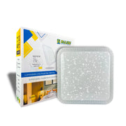 Plafon Led Borda Cristal 34x34cm 24w Multicor Sobrepor Quadrado c/ brilho