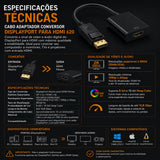 Cabo Adaptador Conversor Vídeo Displayport Para Hdmi 620