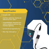 Adaptador Splitter 2 em 1 Palide – Áudio P2 (3,5mm) + Carga para iPhone
