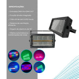 Mini Painel Strobo LED 60W DMX512 RGB e Âmbar para DJ, Palco e Eventos