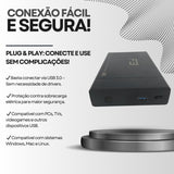 Case Gaveta Externa F3 USB 3.0 – Combo 2 em 1 para HD/SSD SATA 2.5" e 3.5"