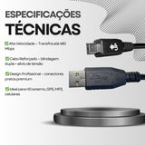 Cabo USB para Micro USB V3 Profissional Palide – Alta Velocidade e Carregamento Seguro