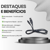 Cabo USB para Micro USB V3 Profissional Palide – Alta Velocidade e Carregamento Seguro