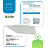 Painel Led 17x17 12W Embutir quadrado Luminária