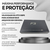 Case Gaveta Externa F3 USB 3.0 – Combo 2 em 1 para HD/SSD SATA 2.5" e 3.5"