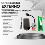Case Gaveta Externa F3 para SSD M.2 SATA (NGFF) – USB 3.0 Alumínio Premium