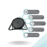 Canhão Parled RGB Refletor 84 Leds RGB DMX Profissional