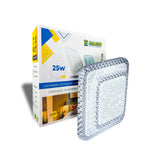 Lustre Plafon Cristal Led 33x33 25w Sobrepor Quadrado c/ brilho