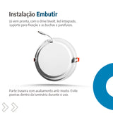 Painel Plafon Led 22cm 18w Embutir Redondo Luminária