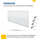 Painel Led 62x122 90W Embutir Retangular Luminária