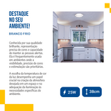 Plafon Led Cristal Redondo 38cm 25w Sobrepor c/ brilho