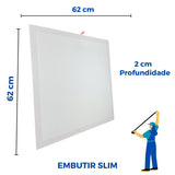 Painel Led 62X62 SLIM Embutir 48W Quadrado Luminária